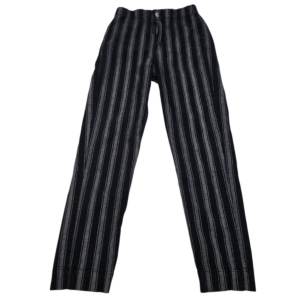 BRANDY MELVILLE One Size Tilden Black White Stripe Pants XS S Ankle Slit
